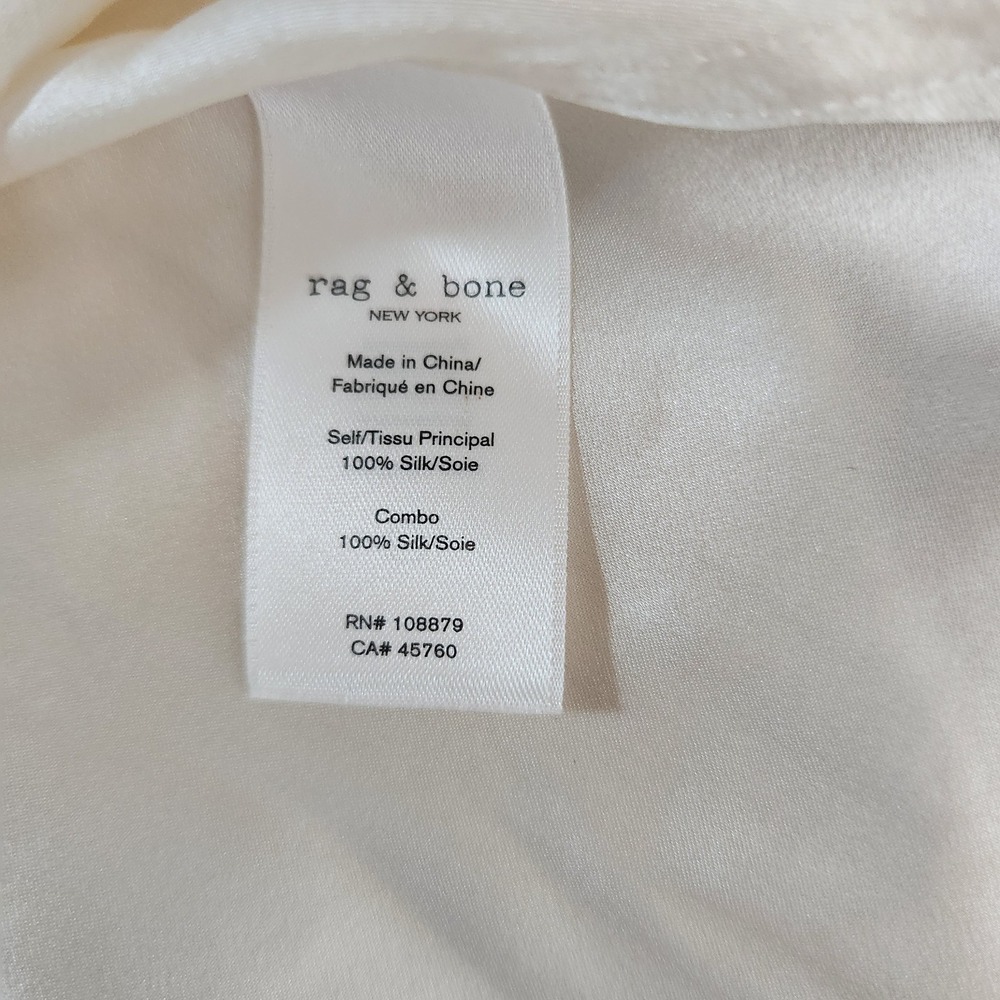 Rag‎ & Bone NWT Women's Ivory Sleeveless V-Neck Faux Wrap 100% Silk Blouse Small - Picture 10 of 11